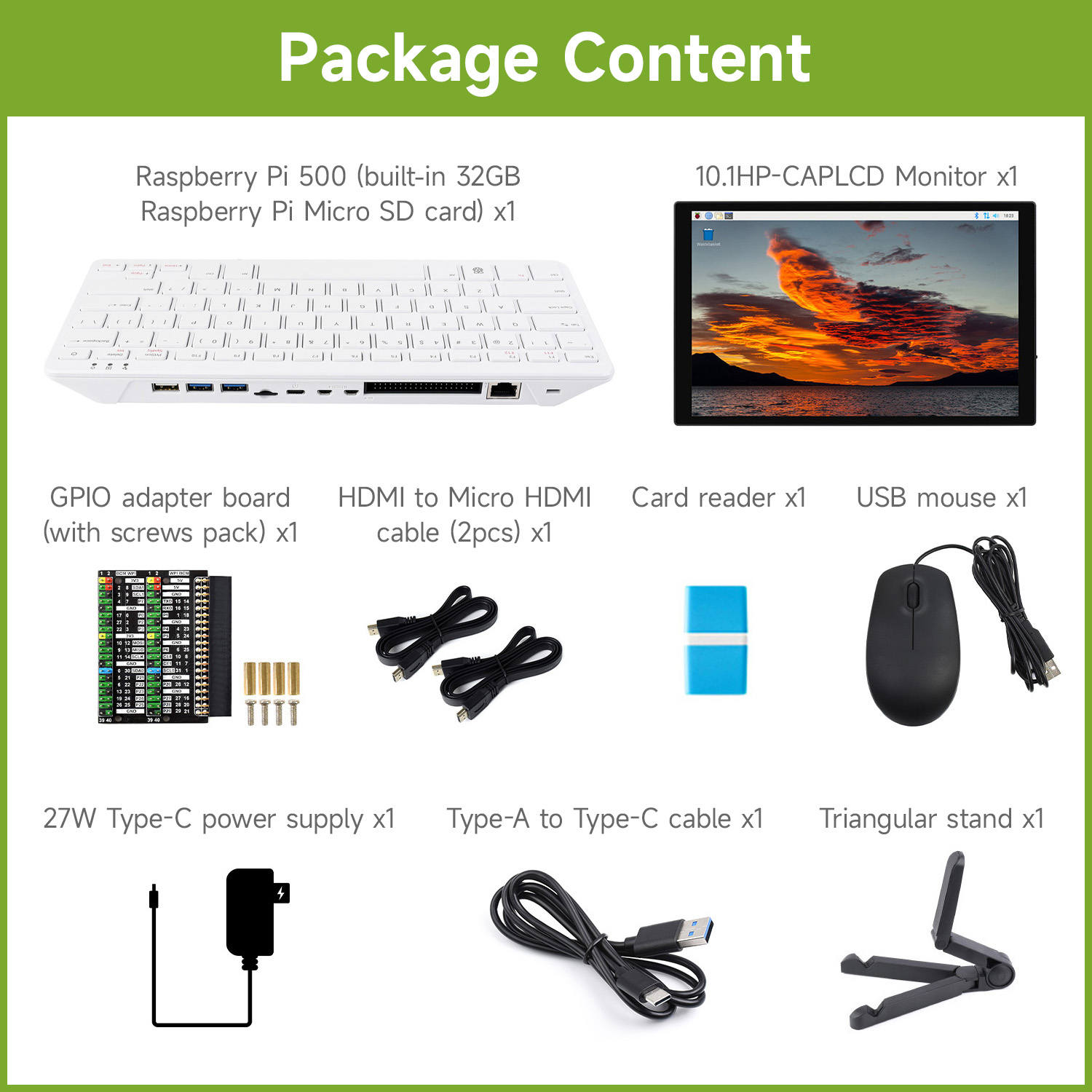 Raspberry Pi Keyboard - Raspberry Pi 500 z akcesoriami Waveshare,